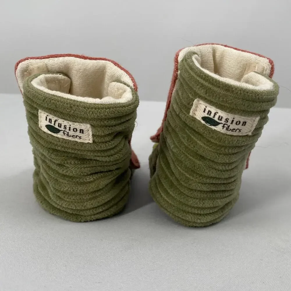 Infusion Fibers Fabric Baby Girls Button Booties 6-12mo